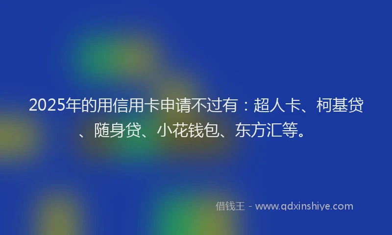 2025年的用信用卡申请不过有：超人卡、柯基贷、随身贷、小花钱包、东方汇等。