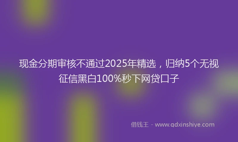 现金分期审核不通过2025年精选，归纳5个无视征信黑白100%秒下网贷口子