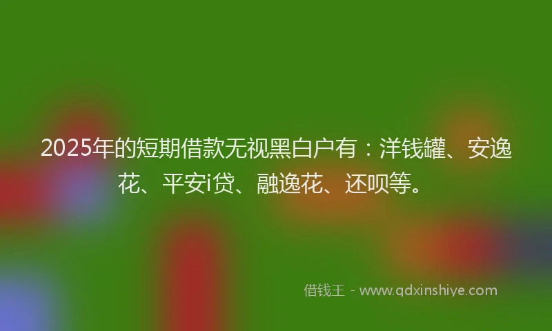 2025年的短期借款无视黑白户有：洋钱罐、安逸花、平安i贷、融逸花、还呗等。