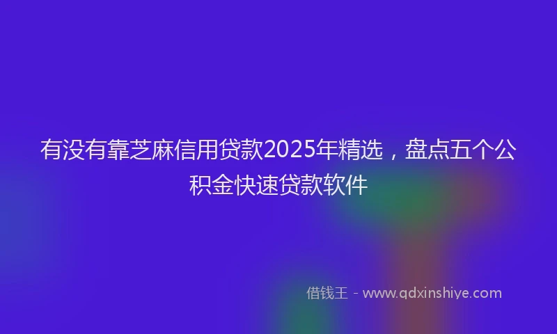 有没有靠芝麻信用贷款2025年精选，盘点五个公积金快速贷款软件