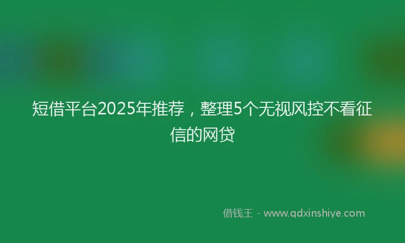 短借平台2025年推荐，整理5个无视风控不看征信的网贷