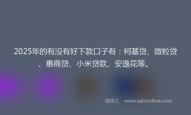 2025年的有没有好下款口子有：柯基贷、微粒贷、惠商贷、小米贷款、安逸花等。