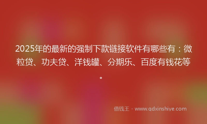 2025年的最新的强制下款链接软件有哪些有：微粒贷、功夫贷、洋钱罐、分期乐、百度有钱花等。