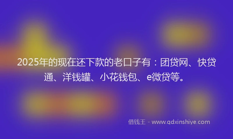 2025年的现在还下款的老口子有：团贷网、快贷通、洋钱罐、小花钱包、e微贷等。