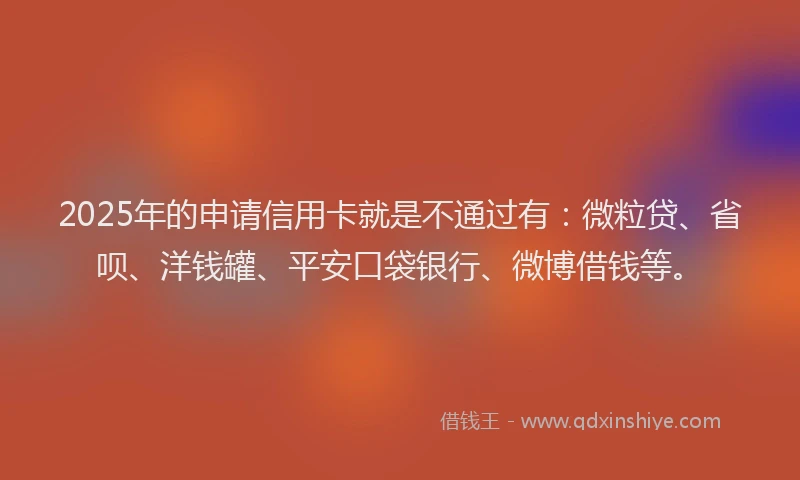 2025年的申请信用卡就是不通过有：微粒贷、省呗、洋钱罐、平安口袋银行、微博借钱等。