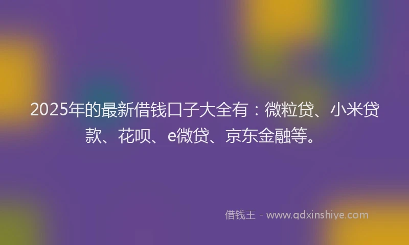 2025年的最新借钱口子大全有：微粒贷、小米贷款、花呗、e微贷、京东金融等。