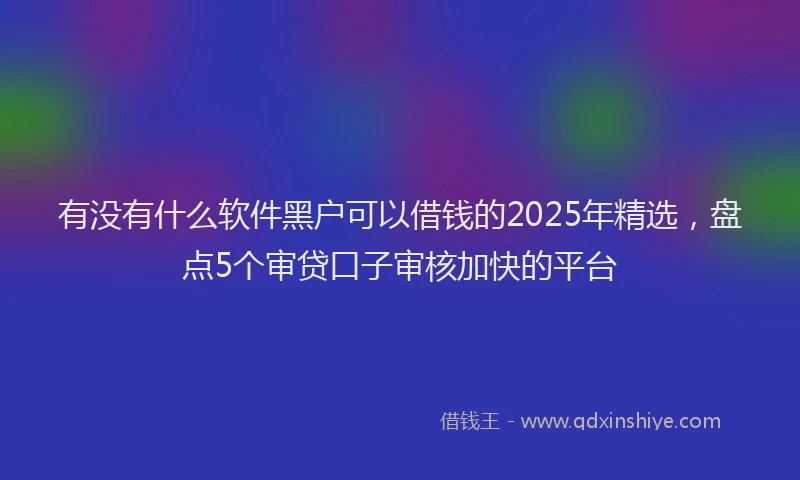 有没有什么软件黑户可以借钱的2025年精选，盘点5个审贷口子审核加快的平台