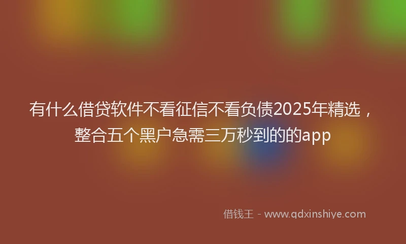 有什么借贷软件不看征信不看负债2025年精选，整合五个黑户急需三万秒到的的app