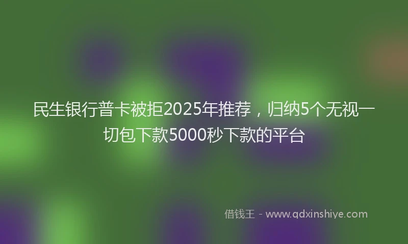 民生银行普卡被拒2025年推荐，归纳5个无视一切包下款5000秒下款的平台