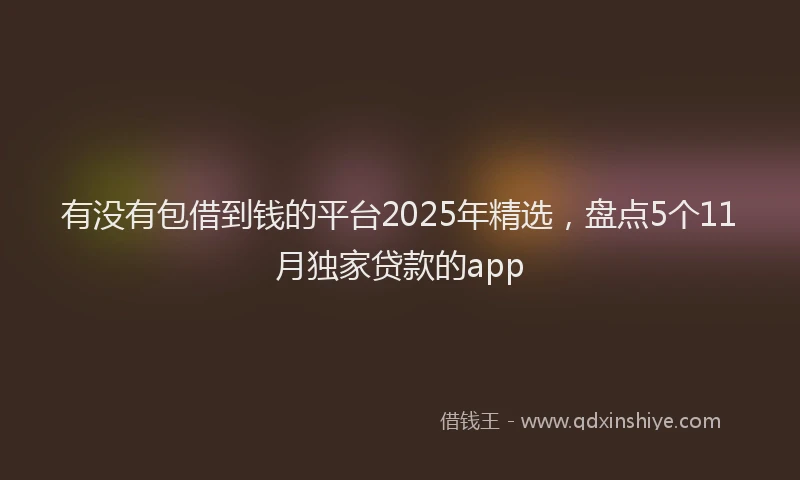 有没有包借到钱的平台2025年精选，盘点5个11月独家贷款的app