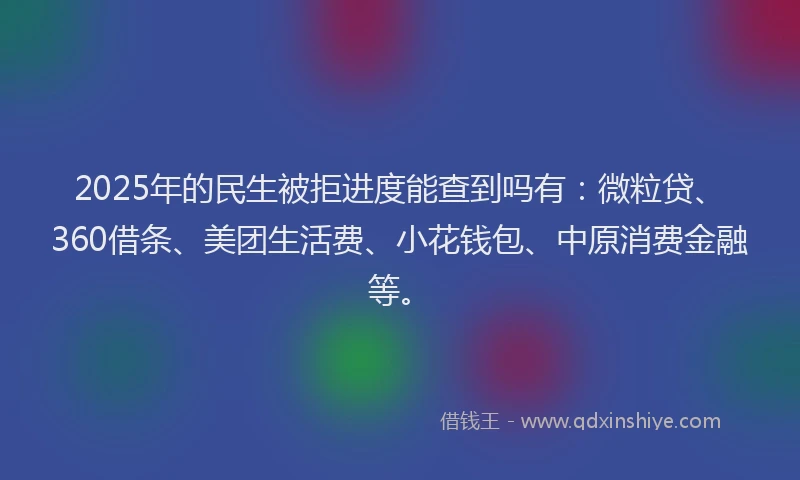 2025年的民生被拒进度能查到吗有：微粒贷、360借条、美团生活费、小花钱包、中原消费金融等。