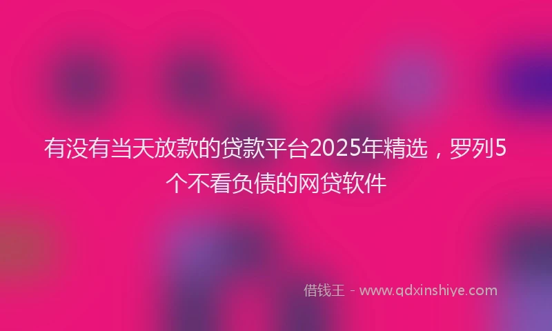 有没有当天放款的贷款平台2025年精选，罗列5个不看负债的网贷软件