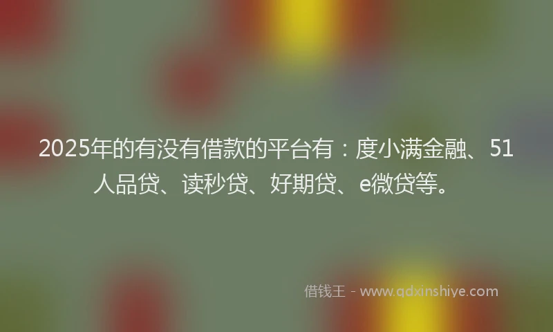 2025年的有没有借款的平台有：度小满金融、51人品贷、读秒贷、好期贷、e微贷等。