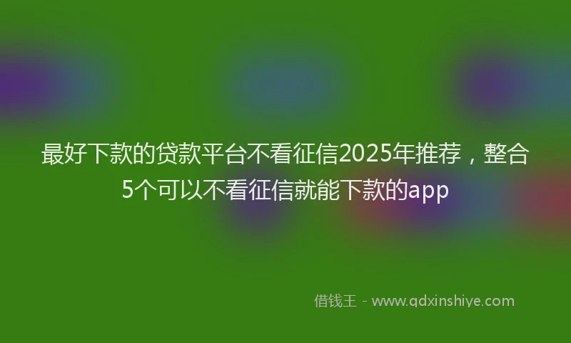 最好下款的贷款平台不看征信2025年推荐，整合5个可以不看征信就能下款的app