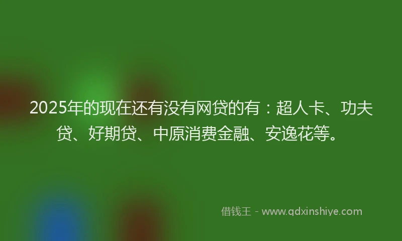 2025年的现在还有没有网贷的有：超人卡、功夫贷、好期贷、中原消费金融、安逸花等。