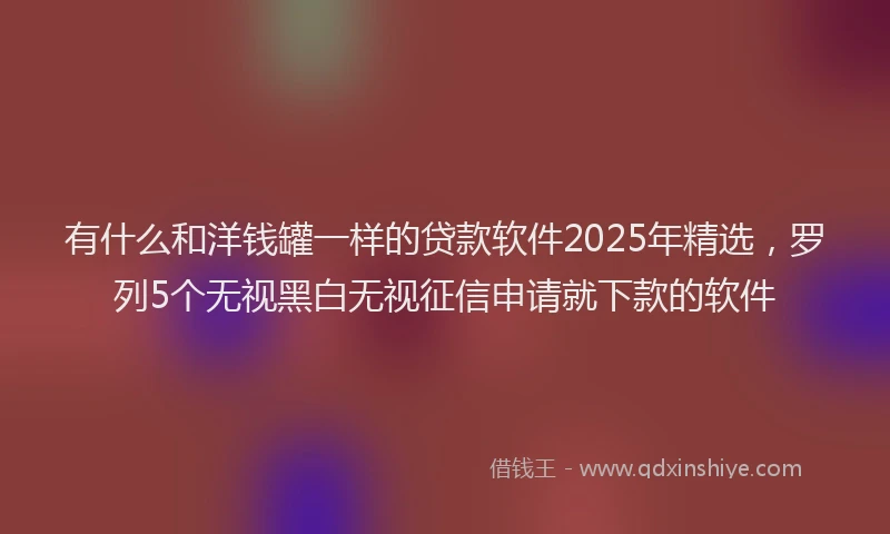 有什么和洋钱罐一样的贷款软件2025年精选，罗列5个无视黑白无视征信申请就下款的软件