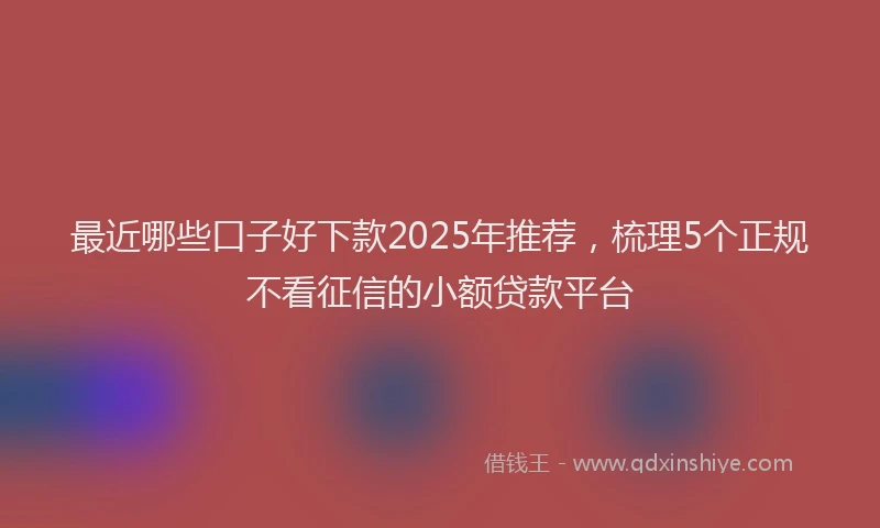 最近哪些口子好下款2025年推荐，梳理5个正规不看征信的小额贷款平台