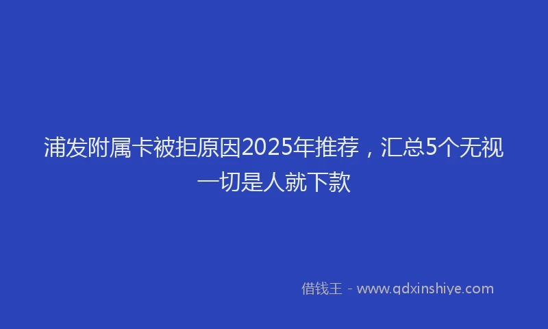 浦发附属卡被拒原因2025年推荐，汇总5个无视一切是人就下款