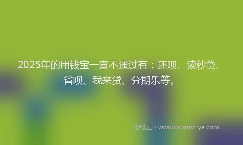 2025年的用钱宝一直不通过有：还呗、读秒贷、省呗、我来贷、分期乐等。