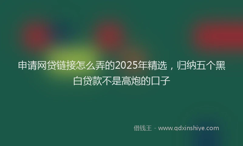 申请网贷链接怎么弄的2025年精选，归纳五个黑白贷款不是高炮的口子