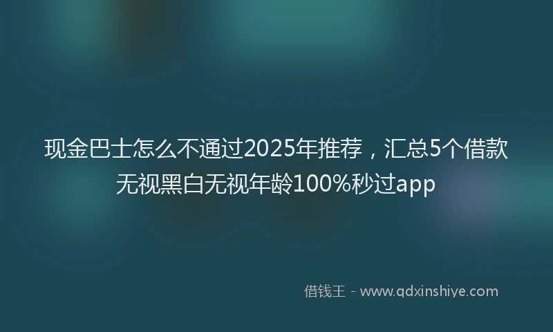 现金巴士怎么不通过2025年推荐，汇总5个借款无视黑白无视年龄100%秒过app