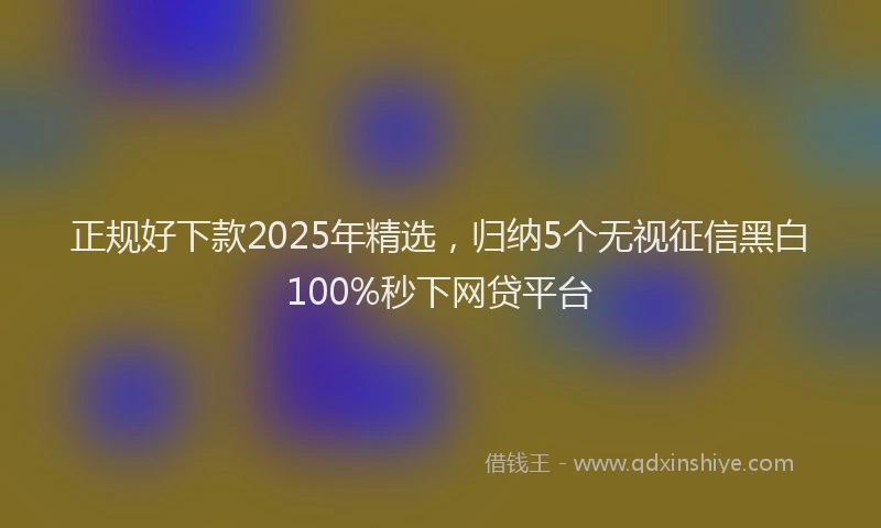 正规好下款2025年精选，归纳5个无视征信黑白100%秒下网贷平台