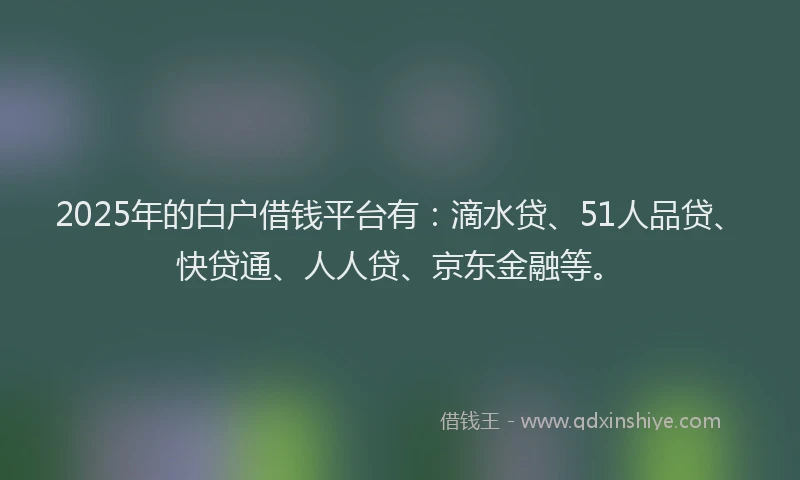 2025年的白户借钱平台有：滴水贷、51人品贷、快贷通、人人贷、京东金融等。