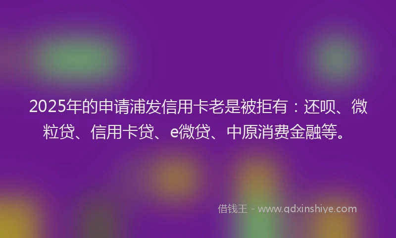 2025年的申请浦发信用卡老是被拒有：还呗、微粒贷、信用卡贷、e微贷、中原消费金融等。