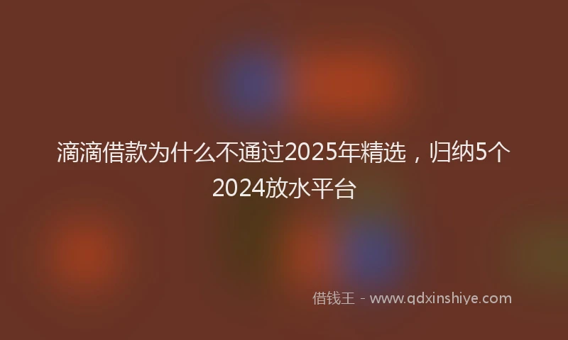 滴滴借款为什么不通过2025年精选，归纳5个2024放水平台