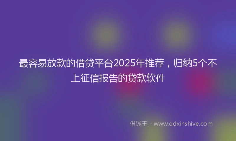 最容易放款的借贷平台2025年推荐，归纳5个不上征信报告的贷款软件