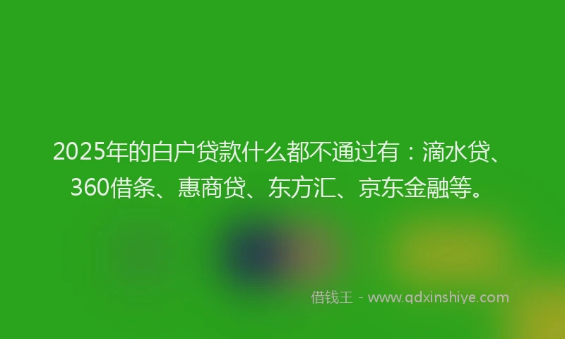 2025年的白户贷款什么都不通过有：滴水贷、360借条、惠商贷、东方汇、京东金融等。