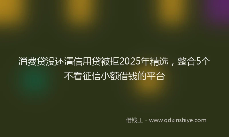 消费贷没还清信用贷被拒2025年精选，整合5个不看征信小额借钱的平台