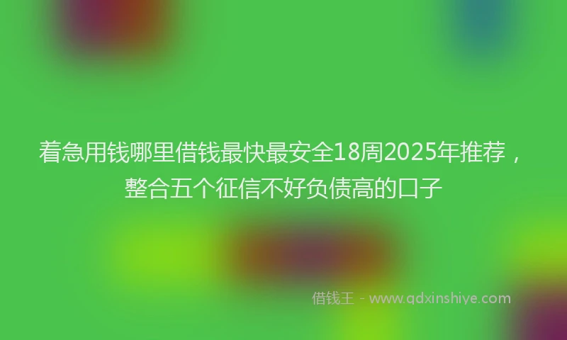 着急用钱哪里借钱最快最安全18周2025年推荐，整合五个征信不好负债高的口子