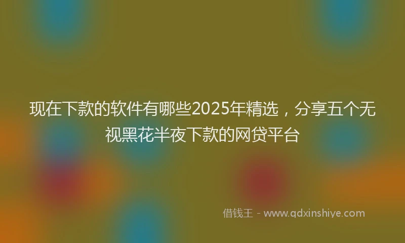 现在下款的软件有哪些2025年精选，分享五个无视黑花半夜下款的网贷平台