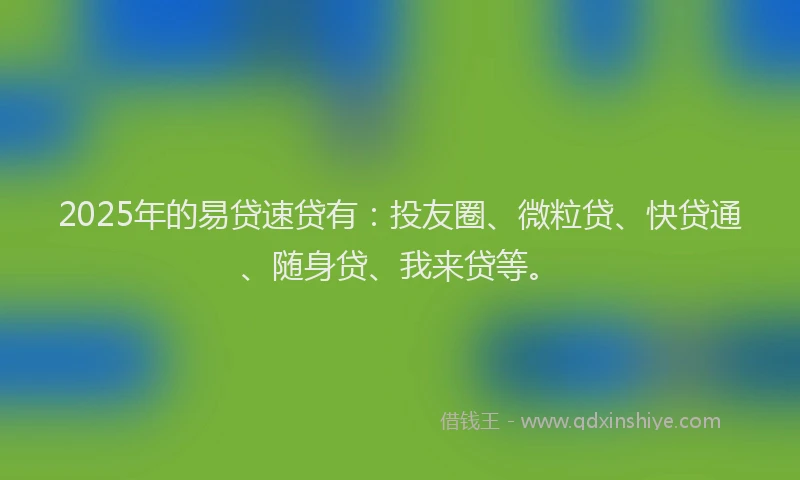2025年的易贷速贷有：投友圈、微粒贷、快贷通、随身贷、我来贷等。