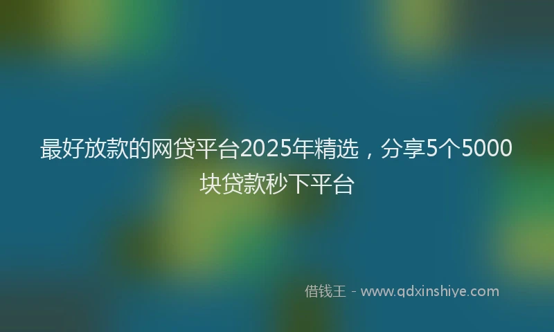 最好放款的网贷平台2025年精选，分享5个5000块贷款秒下平台