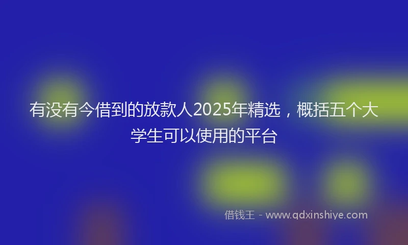 有没有今借到的放款人2025年精选，概括五个大学生可以使用的平台