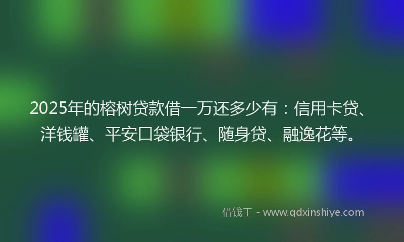2025年的榕树贷款借一万还多少有：信用卡贷、洋钱罐、平安口袋银行、随身贷、融逸花等。