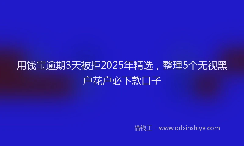 用钱宝逾期3天被拒2025年精选，整理5个无视黑户花户必下款口子
