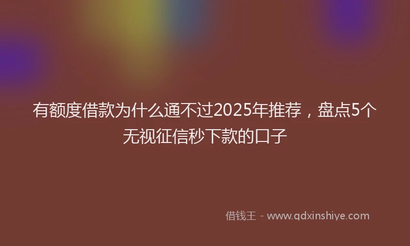 有额度借款为什么通不过2025年推荐，盘点5个无视征信秒下款的口子