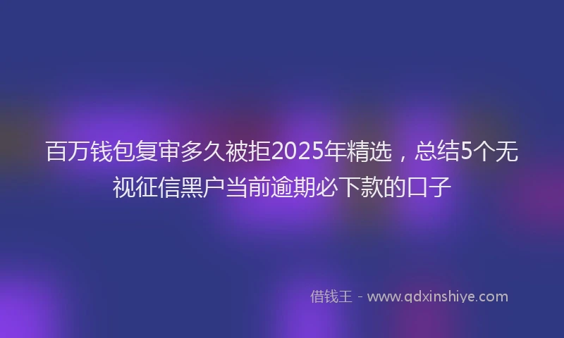 百万钱包复审多久被拒2025年精选，总结5个无视征信黑户当前逾期必下款的口子