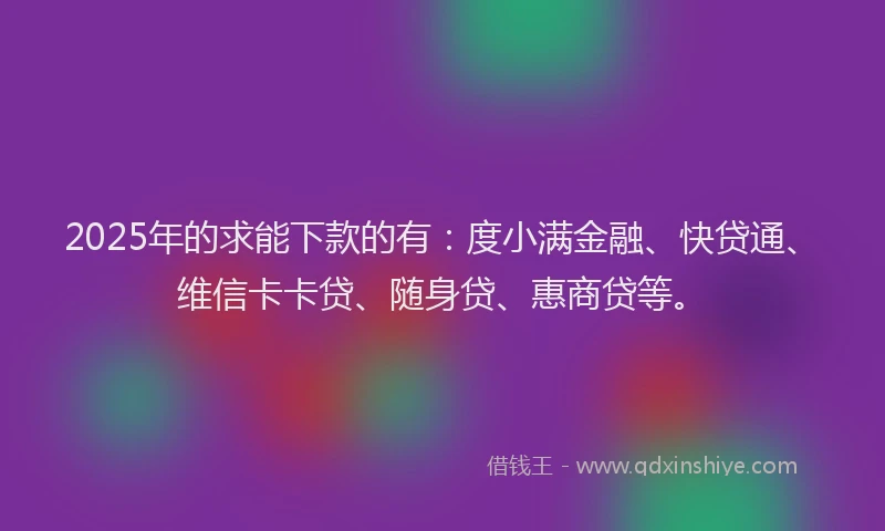 2025年的求能下款的有：度小满金融、快贷通、维信卡卡贷、随身贷、惠商贷等。