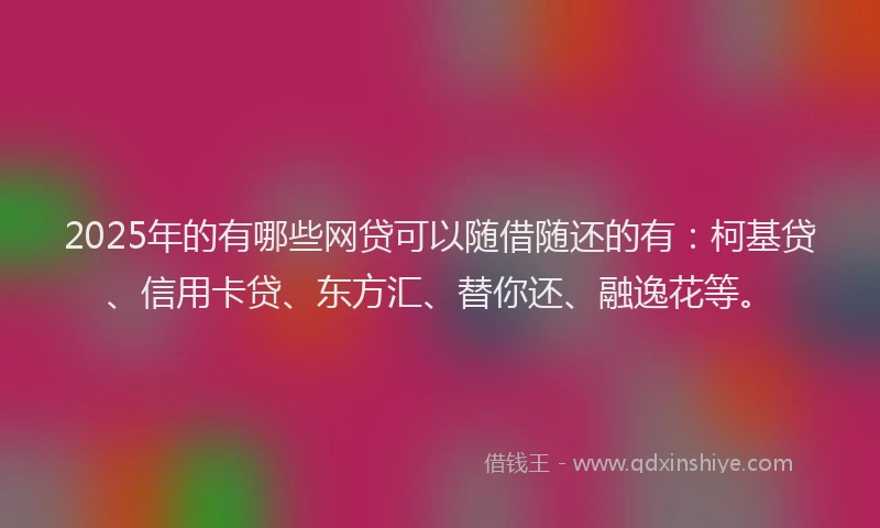 2025年的有哪些网贷可以随借随还的有：柯基贷、信用卡贷、东方汇、替你还、融逸花等。