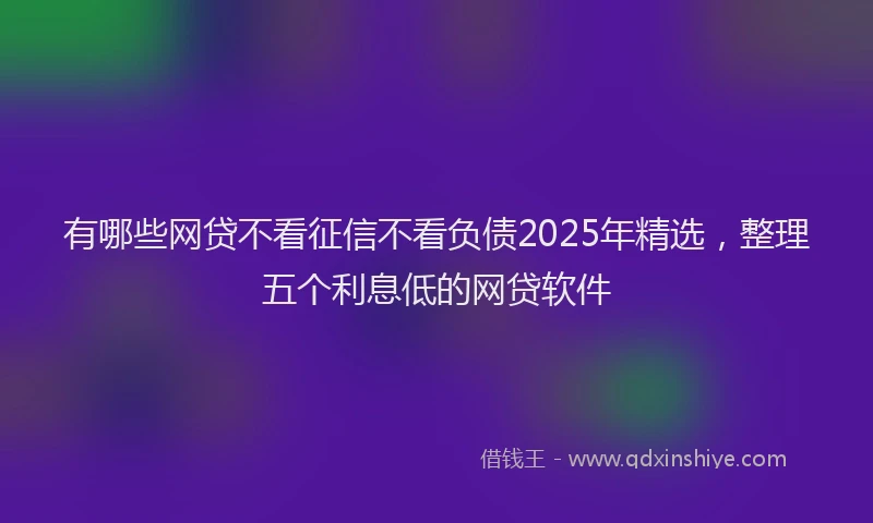 有哪些网贷不看征信不看负债2025年精选，整理五个利息低的网贷软件