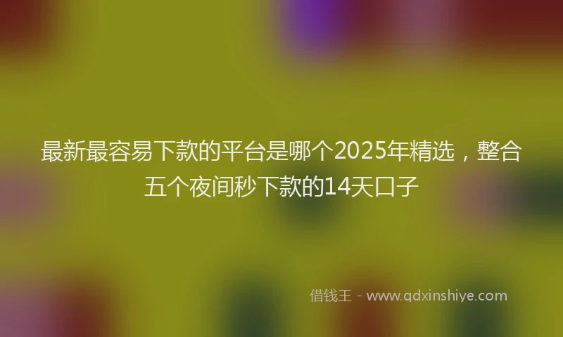 最新最容易下款的平台是哪个2025年精选，整合五个夜间秒下款的14天口子