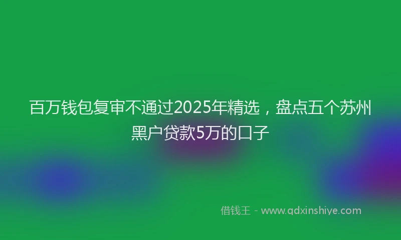 百万钱包复审不通过2025年精选，盘点五个苏州黑户贷款5万的口子