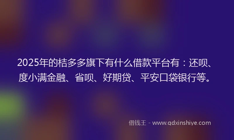 2025年的桔多多旗下有什么借款平台有：还呗、度小满金融、省呗、好期贷、平安口袋银行等。