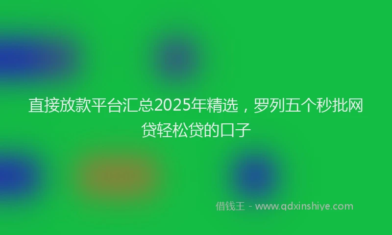 直接放款平台汇总2025年精选，罗列五个秒批网贷轻松贷的口子