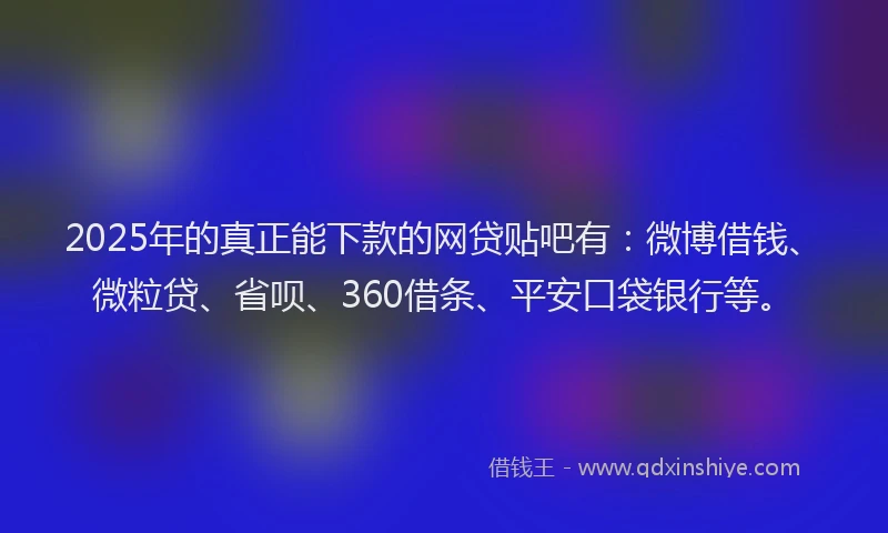 2025年的真正能下款的网贷贴吧有：微博借钱、微粒贷、省呗、360借条、平安口袋银行等。