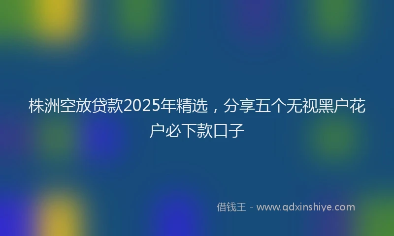 株洲空放贷款2025年精选，分享五个无视黑户花户必下款口子